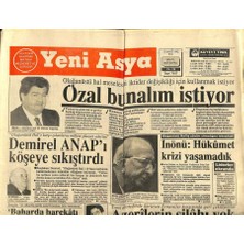 Gökçe Koleksiyon Yeni Asya Gazetesi 10 Mart 1992 - Demirel Anapı Köşeye Sıkıştırdı   GZ104240