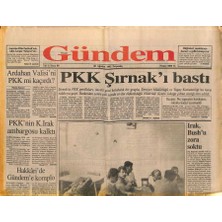 Özgür Gündem Gazetesi 20 Ağustos 1992 - Irak , Bushu Zora Soktu - Pkk Şırnakı Bastı  GZ119212