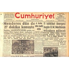 Gökçe Koleksiyon Cumhuriyet Gazetesi 15 Şubat 1960 - Menderes Dün De 27 Dakika Konuştu - Zorlu Dün Parise Gitti  GZ119978