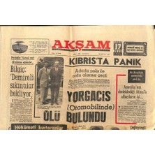 Akşam Gazetesi - 17 Mart 1970 - Kıbrısta Panik Yorgacis Otomobilinde Ölü Bulundu    GZ99678