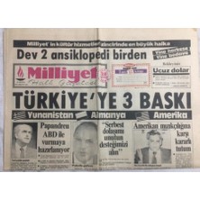 Gökçe Koleksiyon Milliyet Gazetesi 28 Haziran 1985 - Türkiyeye Üç Baskı,yunanistan,almanya,amerika - GZ19953
