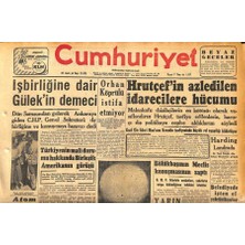 Gökçe Koleksiyon Cumhuriyet Gazetesi 7 Temmuz 1957 - Sovyet Rusya Doğu Akdenizde Üslenecek - Hrutçefin Azledilen Idarecilere Hücumu GZ119923