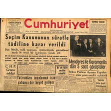 Cumhuriyet Gazetesi 9 Mayıs 1959 - Behçet Kemal Çağlar Radyodan Çıkarıldı - Menderes Ile Karamanlis Dün 5 Saat Görüştüler  GZ120094