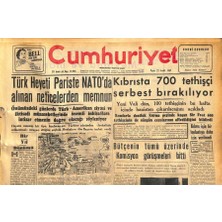 Cumhuriyet Gazetesi 22 Aralık 1957 - Iran Depreminde Ölenlerin Sayısı 7000E Yükseldi - Kıbrısta 700 Tethişçi Serbest Bırakılıyor  GZ119755