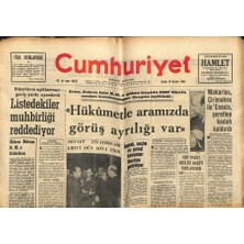Gökçe Koleksiyon Cumhuriyet Gazetesi 19 Kasım 1965 - Istifa Eden Ihsan Gürsan Kararından Vazgeçirildi - Devlet Tiyatroları Grevi Dün Sona Erdi  GZ121837