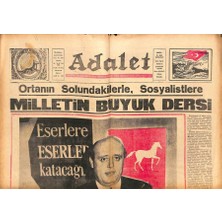 Gökçe Koleksiyon Adalet Gazetesi 18 Ekim 1965 - Ortanın Solundakilerle , Sosyalistlere Milletin Büyük Dersi  GZ109719