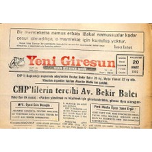 Gökçe Koleksiyon Yeni Giresun Gazetesi 20 Mart 1995 - Chplilerin Tercihi Av. Bekir Balcı    GZ101960