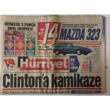 Hürriyet Gazetesi 13 Eylül 1994  -  Abd Başkanı Clintona Kamikaze GZ26471
