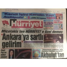 Hürriyet Gazetesi 15 Haziran 1991 - Miçotakisten Hürriyete Özel Demeç - GZ12025