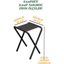 KampSeti 2 Adet Katlanır Kamp Taburesi ve  Katlanır Kamp Masası 45X60-BALIKÇI Taburesi, Katlanır Sandalye