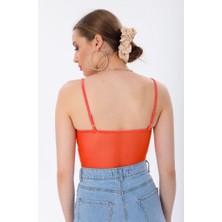 Ceyss Design Astarlı Ince Askılı Tül Crop Büstiyer