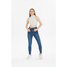 Jeany Jeans Isabella  Yüksek Bel Dar Paça Jeans Denim Kot Pantolon 26 - Koyu Mavi