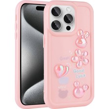 noktaks - Apple iPhone 15 Pro Max - Kılıf Kabartma Figürlü Parlak Toys Silikon Kapak - Pembe