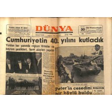 Gökçe Koleksiyon Dünya Gazetesi 30 Ekim 1963 - Peterin Cesetini Bir Köylü Buldu  GZ80666