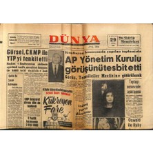 Gökçe Koleksiyon Dünya Gazetesi 29 Kasım 1963 - Ap Yönetim Kurulu Görüşünü Tesbit Etti  GZ80636