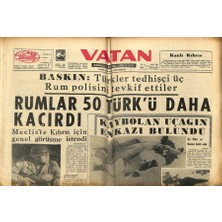 Gökçe Koleksiyon Vatan Gazetesi 4 Şubat 1964 - Rumlar 50 Türkü Daha Kaçırdı  GZ89220
