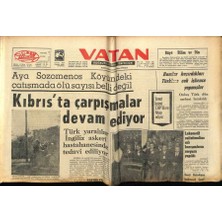 Gökçe Koleksiyon Vatan Gazetesi 7 Şubat 1964 - Aya Sozomenos Köyündeki Çatışmada Ölü Sayısı Belli Değil  GZ89217