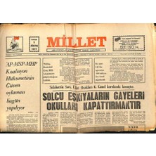 Gökçe Koleksiyon Millet Gazetesi 1 Ağustos 1977 - Ap-Msp-Mhp Güven Oylaması Bugün Yapılıyor  GZ89621