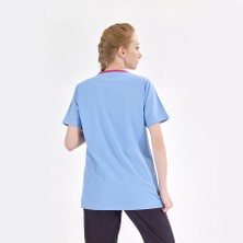 Çizgi Medikal Silva Lüks Likra Kumaş Doktor Hemşire Tek Üst Forma Açık Mavi