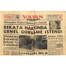 Gökçe Koleksiyon Vatan Gazetesi 21 Eylül 1963 - Bekata Hakkında Genel Görüşme Istendi  GZ90611