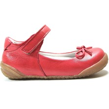 Onlo Ayakkabı PAFI295 Hakiki Deri Kırmızı Ortopedik Ped Taban Kız Bebek Babet Ayakkabı