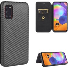 Seashell Digital Samsung Galaxy A31-BLACK Için Karbon Fiber Cilt Deri Otomatik Emici Kabuk (Yurt Dışından)