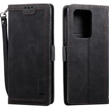 Seashell Digital Retro Birleştirme Stili Cüzdan Samsung Için Flip Deri Kılıf Not 20 Ultra/not 20 Ultra 5g-Black (Yurt Dışından)