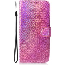 Seashell Digital Samsung Galaxy A12-PINK Için Çiçek Deseni Deri Stand Cüzdan Kapağı Kılıfı (Yurt Dışından)