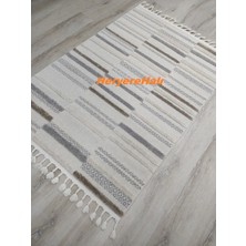 Eko Halı Terazzo Trz 01 Whıte Grey Hav Toz Vermez Yumuşak Dokulu Etnik Örgü Desenlere Sahip Modern Iskindinav Halı