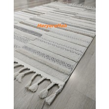 Eko Halı Terazzo Trz 01 Whıte Grey Hav Toz Vermez Yumuşak Dokulu Etnik Örgü Desenlere Sahip Modern Iskindinav Halı