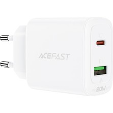 Acefast Duvar Şarj Cihazı Hızlı Şarj Type-C ve Usb-A Seyahat Şarj Cihazı PD20W Şarj Kafa (1xusb-C+1xusb-A) Eu USB C Şarj Başlık Beyaz Renk A25