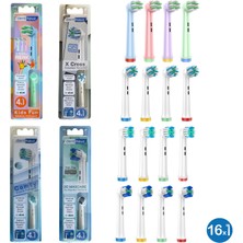 Denthauz Dev Set 16 Adet  Comfy + x Cross + 3D Maxcare + Kids Fun Oral-B Uyumlu Yedek Diş Fırçası Başlıkları