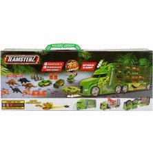 Teamsterz Dino Transporter 4 Araçlı ve 4 Dinozorlu Oyun Seti Yeşil