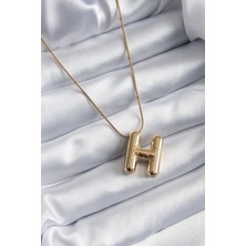Shoecide 316L Çelik Gold Renk Bubble "h" Harf Model Kadın Kolye