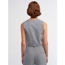 Dilvin 60525 Düğmeli Yelek-Gri