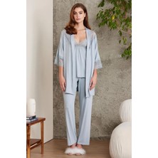 Pierre Cardin Kadın 2820 Dantelli Penye 3'lü Kadın Pijama Takımı