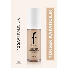 Flormar Perfect Coverage Yoğun Kapatıcı Su Bazlı Fondöten (Nötr Alt Ton) -100 Light Ivory-8682536058124