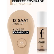 Flormar Perfect Coverage Yoğun Kapatıcı Su Bazlı Fondöten (Nötr Alt Ton) -100 Light Ivory-8682536058124