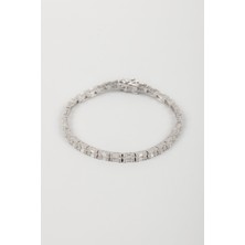 So CHIC Baget Taşlı 18 Ayar Beyaz Altın Kaplama Gümüş Bileklik