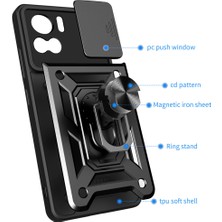 Eabhulie Motorola Edge 30 Ultra Için Halka Ayaklı ve Kayar Kamera Kapaklı Telefon Kılıf (Yurt Dışından)