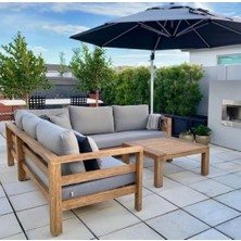 Odun's Spring Bahçe Balkon Teras Ahşap Köşe Koltuk Takımı