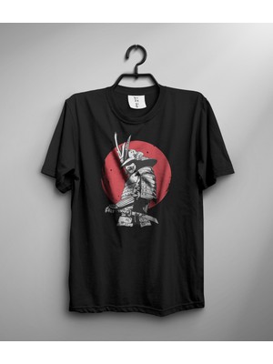 Buzagi Samurai Regular Kalıp Dijital Baskılı Siyah Tişört
