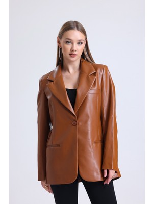 Sense Kadın Suni Deri Büyük Beden Deri Ceket | CKT33280