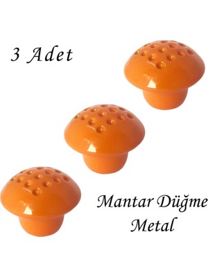Glaswen 3 Adet Turuncu Noktalı Mantar Düğme Kulp Çocuk Bebek Mobilya Çekmece Dolap Kapak Kulbu Metal Kulp Aksesuarları Vidalı