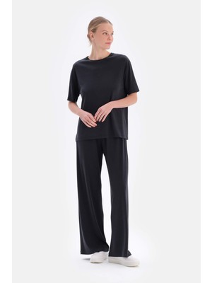 Dagi Siyah Cepli Cupro Pantolon