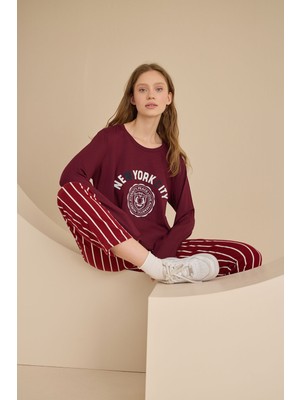 Nbb Bordo New York City Pijama Takımı