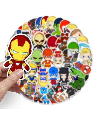 50 Adet Tekrarsız Anime Kahraman  Pvc Sticker 03