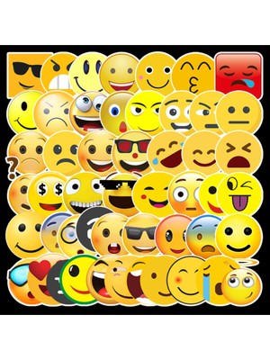 CajuArt 50 Adet Tekrarsız Emojiler  Pvc Sticker Süs 07