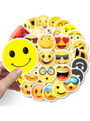 CajuArt 50 Adet Tekrarsız Emojiler  Pvc Sticker Süs 07