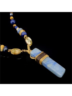 Seven Art Jewelry Aventurin Uçlu, Sodalit, Jasper, Akik, Lapis Lazuli, Doğal Taş, Bohem Kolye